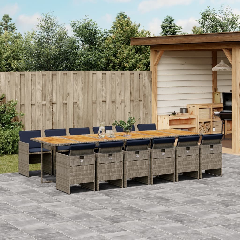 Patio Dining Set with Cushions Garden Table and Chair Gray Poly Rattan vidaXL - Picture 59 of 70