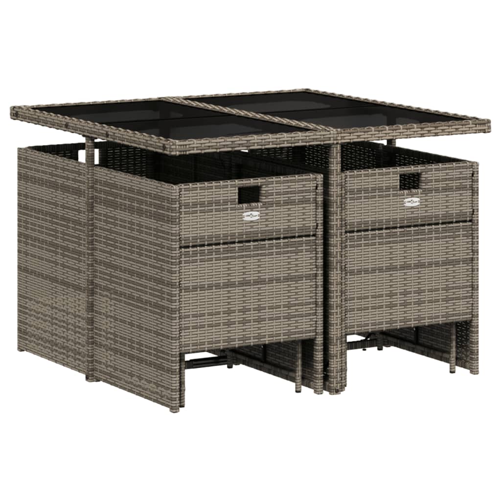vidaXL 9-delige Tuinset met kussens poly rattan grijs afbeelding