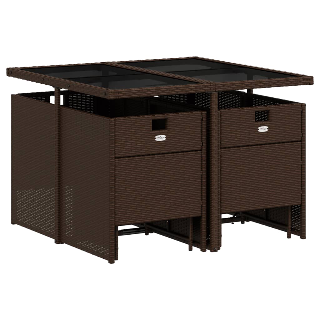 vidaXL 9-delige Tuinset met kussens poly rattan bruin afbeelding
