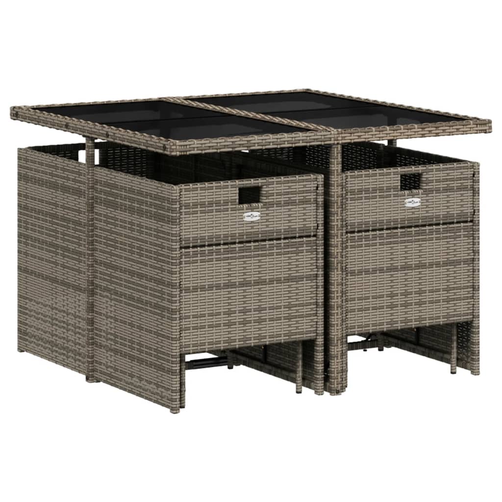 vidaXL 9-delige tuinset met kussens, grijs polyrotan
