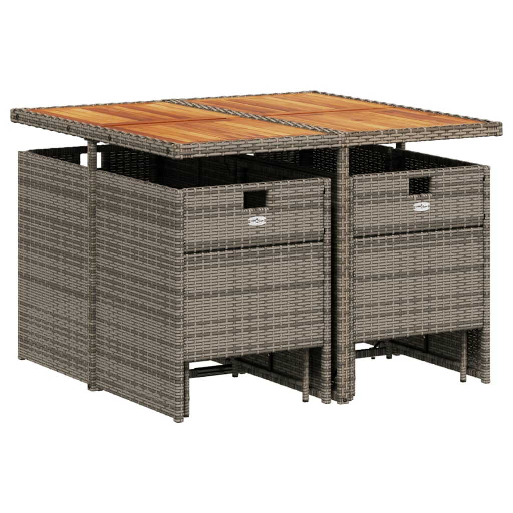 vidaXL 9-delige Tuinset met kussens poly rattan grijs afbeelding