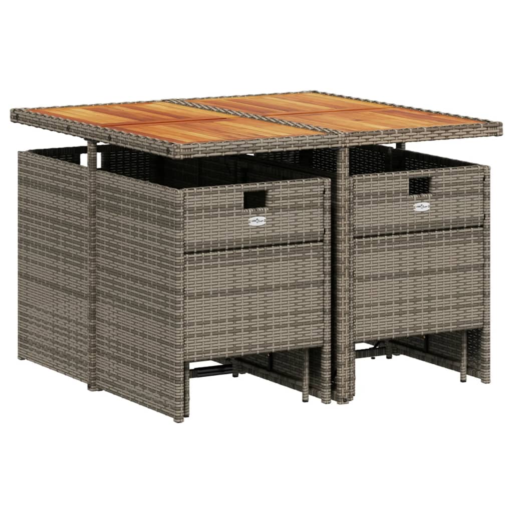 vidaXL 9-delige tuinset met kussens, grijs polyrotan