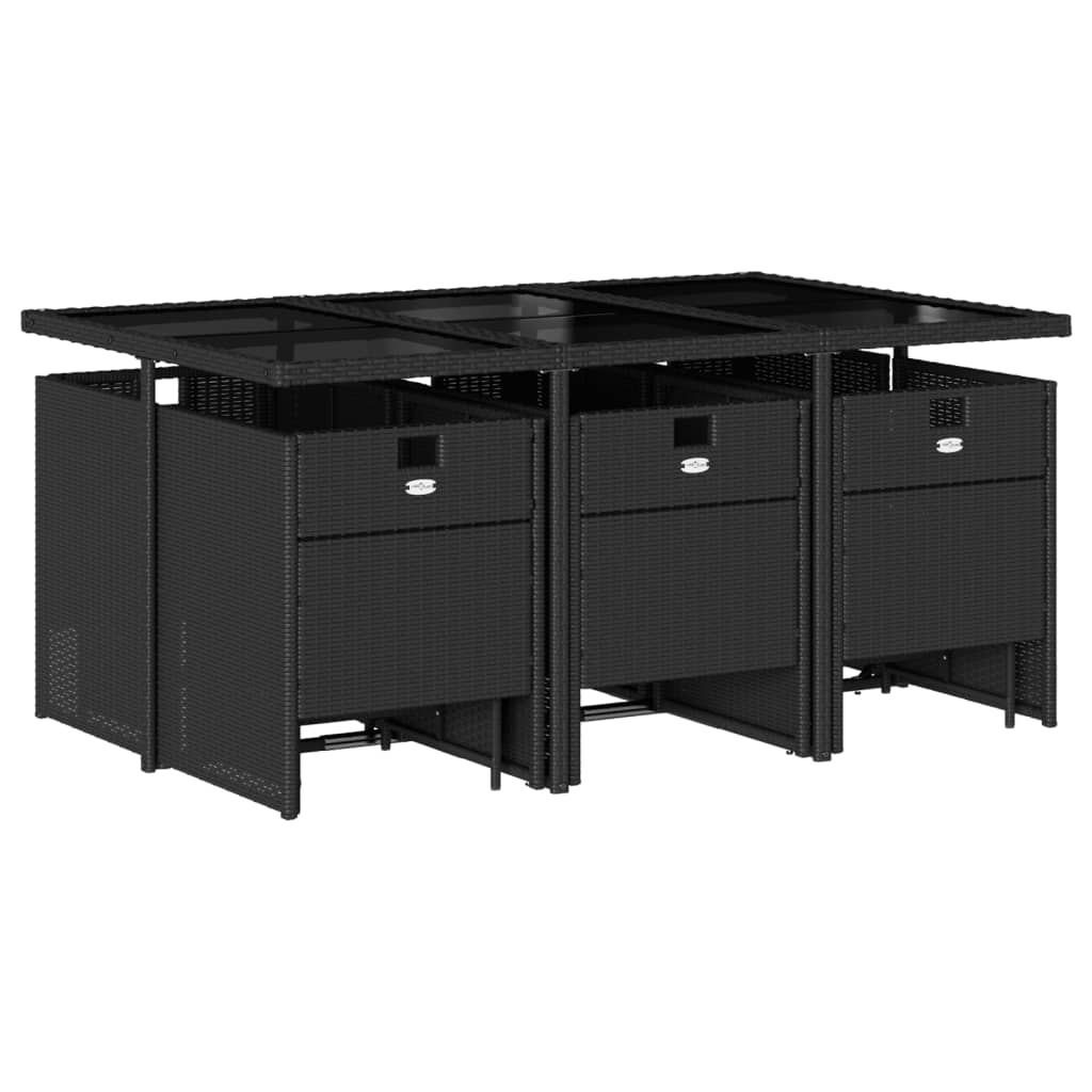 vidaXL 11-delige Tuinset met kussens poly rattan zwart afbeelding