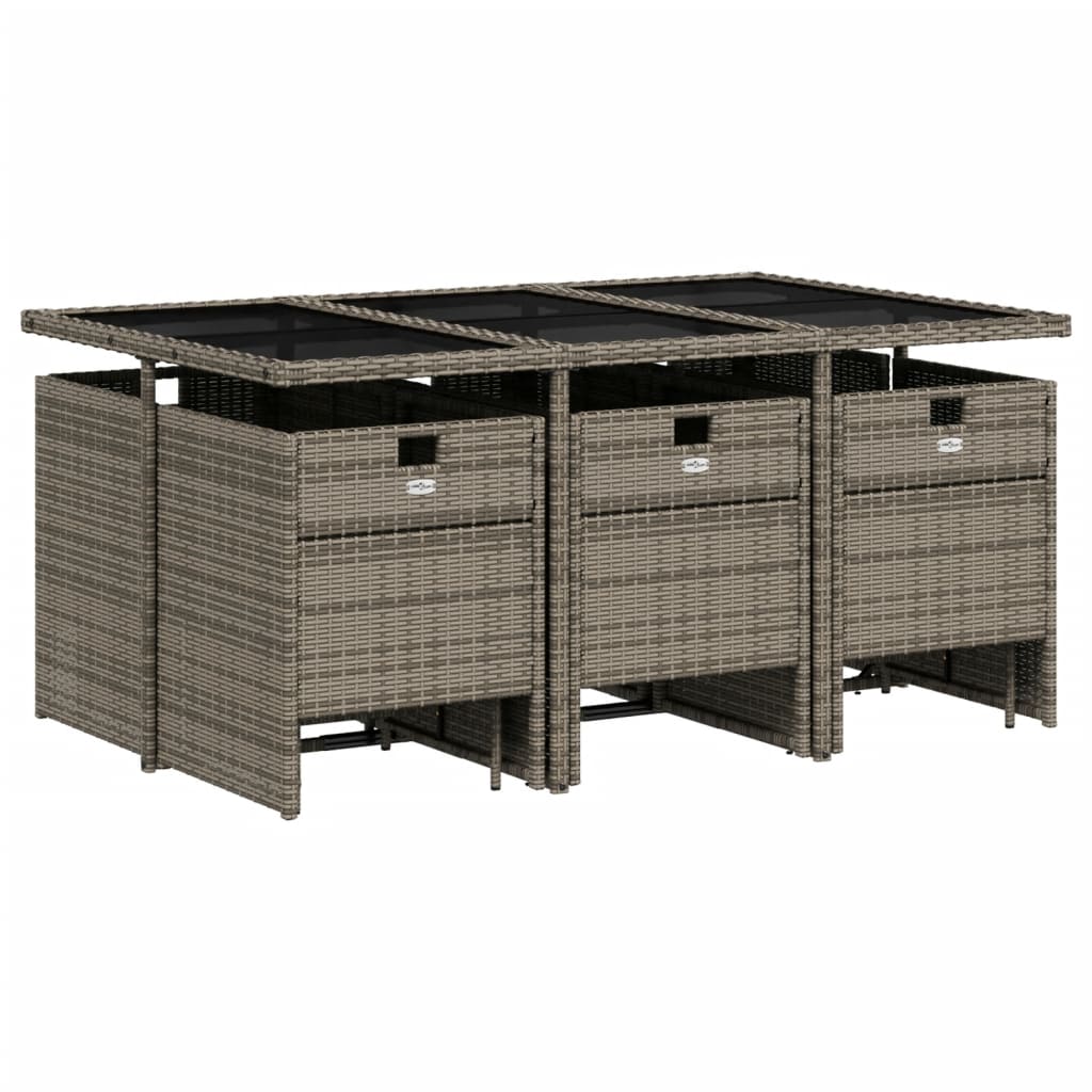 vidaXL 11-delige Tuinset met kussens poly rattan grijs afbeelding