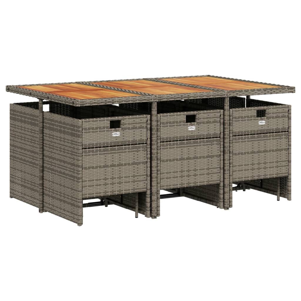 vidaXL 11-delige Tuinset met kussens poly rattan grijs afbeelding