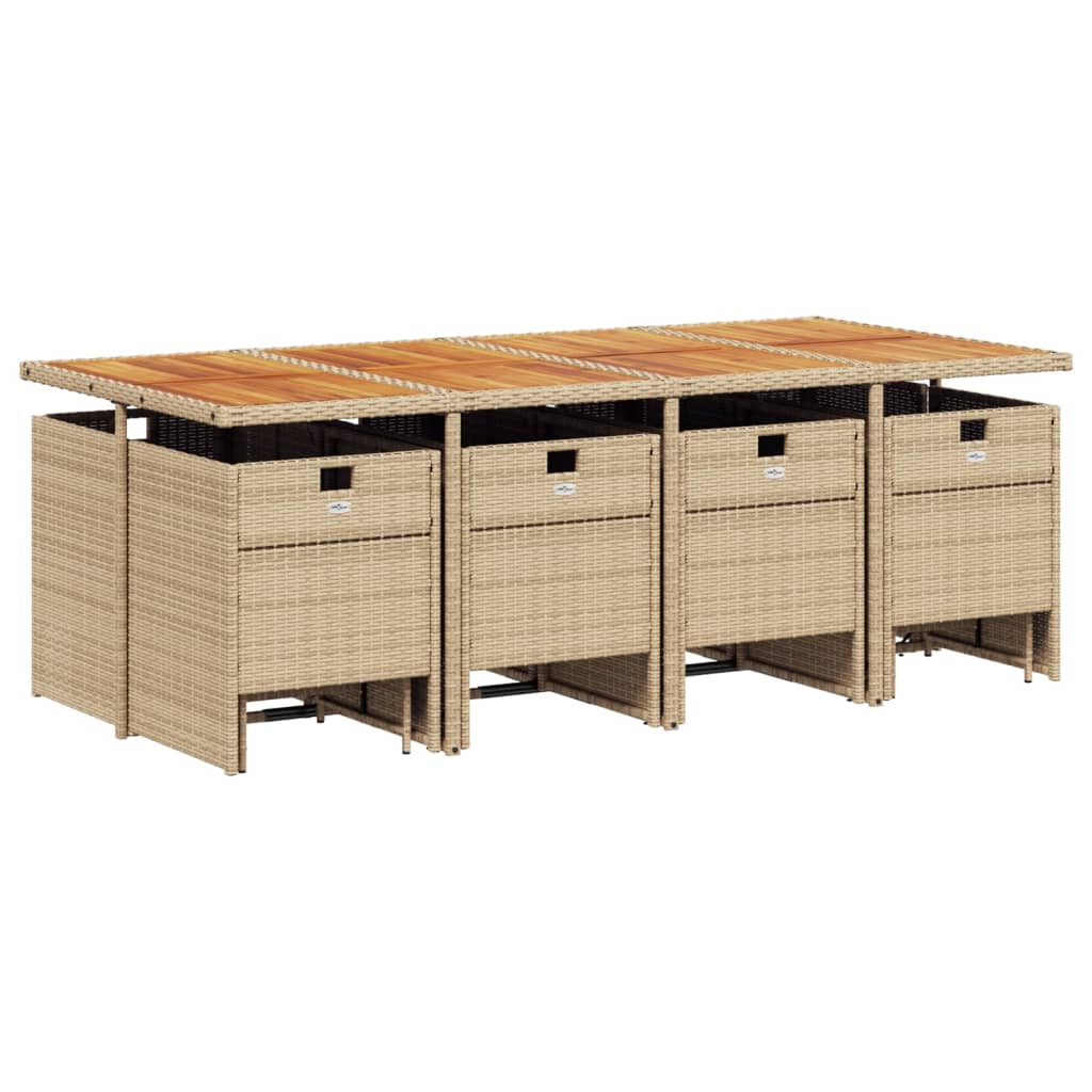 Thumbnail - vidaXL 13-tlg. Garten-Essgruppe mit Kissen Beige Poly Rattan