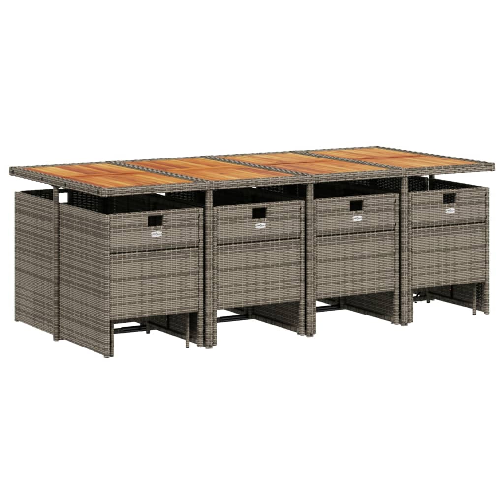 vidaXL 13-delige tuinset met kussens, grijs polyrotan