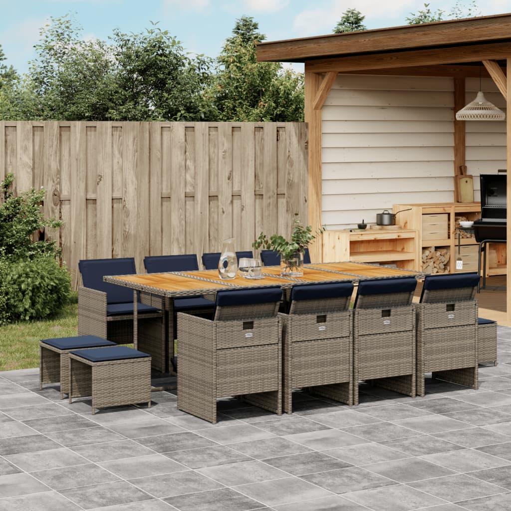 Patio Dining Set Set of 12 Grey, Navy Blue