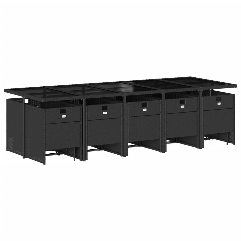 vidaXL 15-delige Tuinset met kussens poly rattan zwart afbeelding