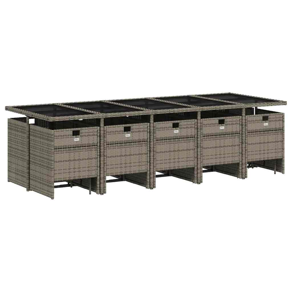 vidaXL 15-delige tuinset met kussens, grijs polyrotan