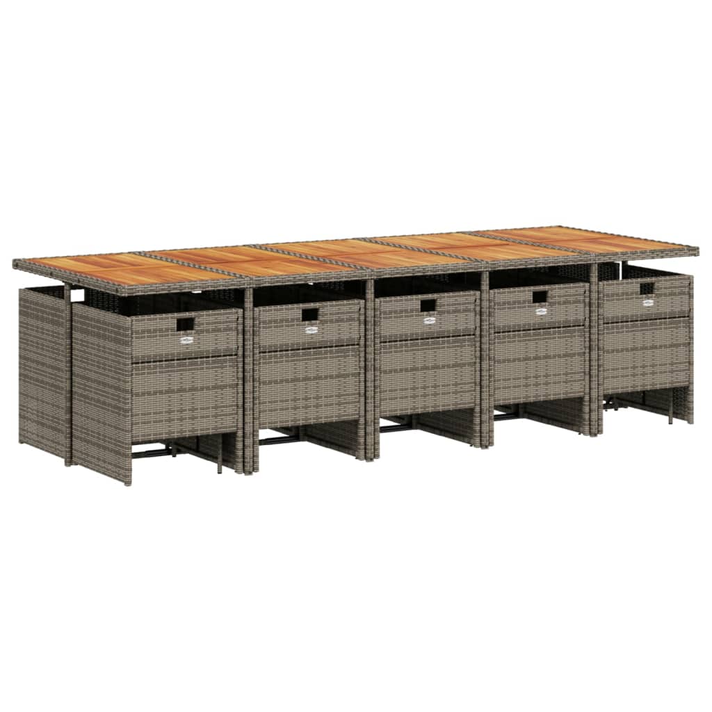 vidaXL 15-delige Tuinset met kussens poly rattan grijs afbeelding