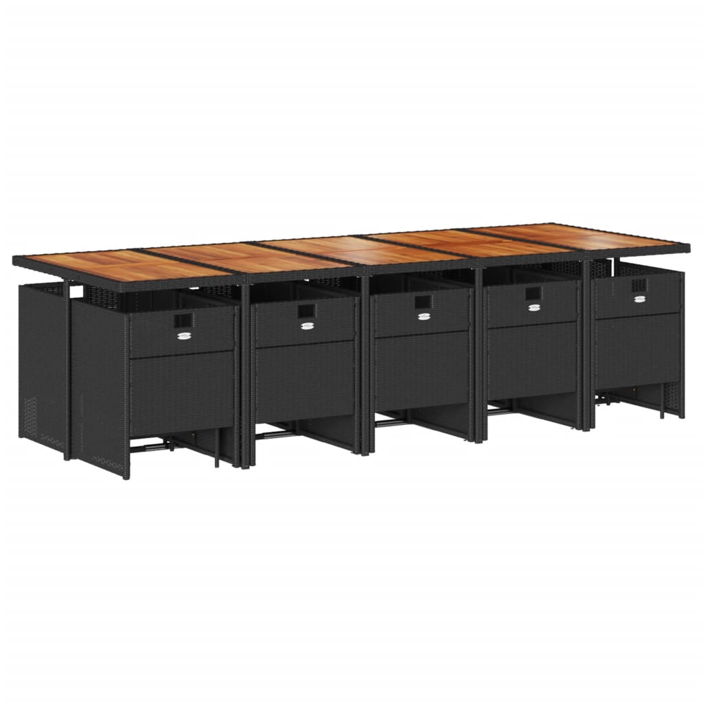 vidaXL 15-delige Tuinset met kussens poly rattan zwart afbeelding