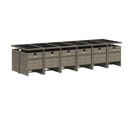vidaXL 17-tlg. Garten-Essgruppe mit Kissen Grau Poly Rattan