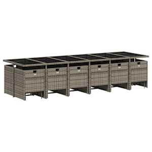 vidaXL 17-tlg. Garten-Essgruppe mit Kissen Grau Poly Rattan
