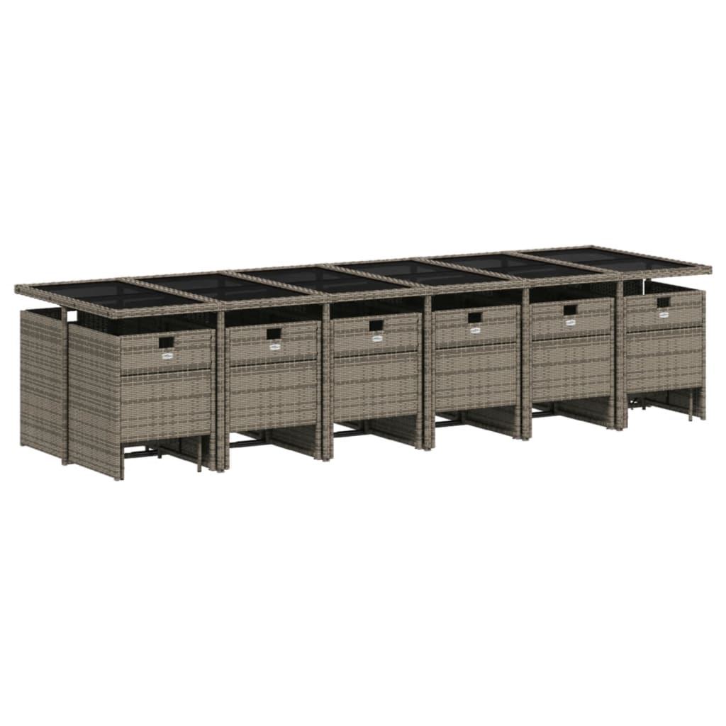 vidaXL 17-delige tuinset met kussens, grijs polyrotan
