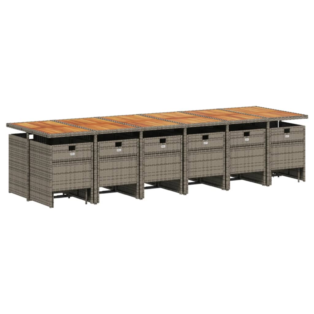 vidaXL 17-delige Tuinset met kussens poly rattan grijs afbeelding