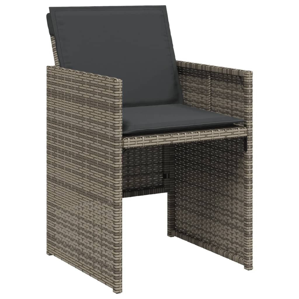 Zestaw mebli ogrodowych rattan PE szary-brązowy - 12 krzeseł, 4 stołki, poduszki