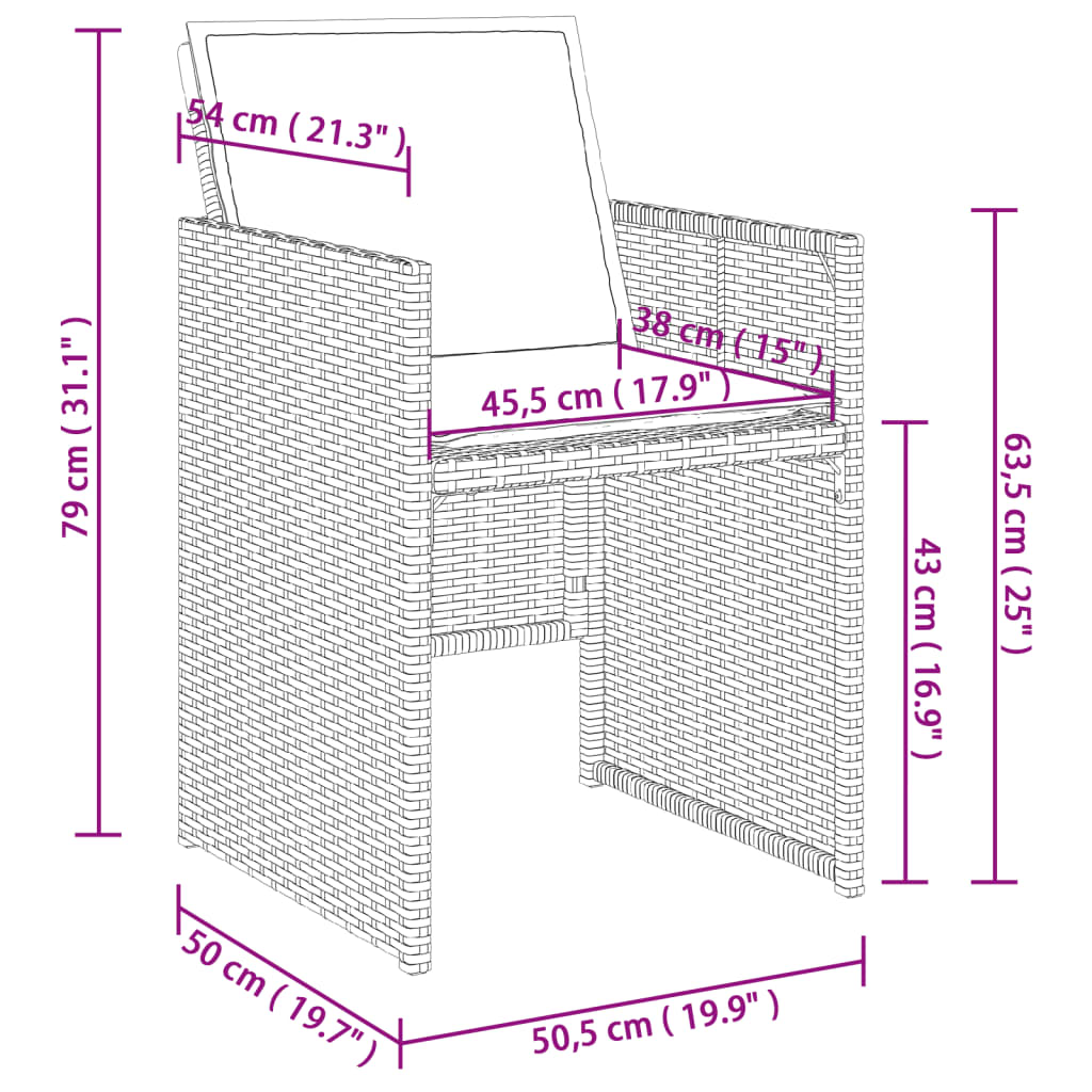 Zestaw mebli ogrodowych rattan PE - brązowo-czarny, 165x106x73cm, 110kg, UV, montaż; 1 stół, 1 krzesło, 10 poduszek kre;