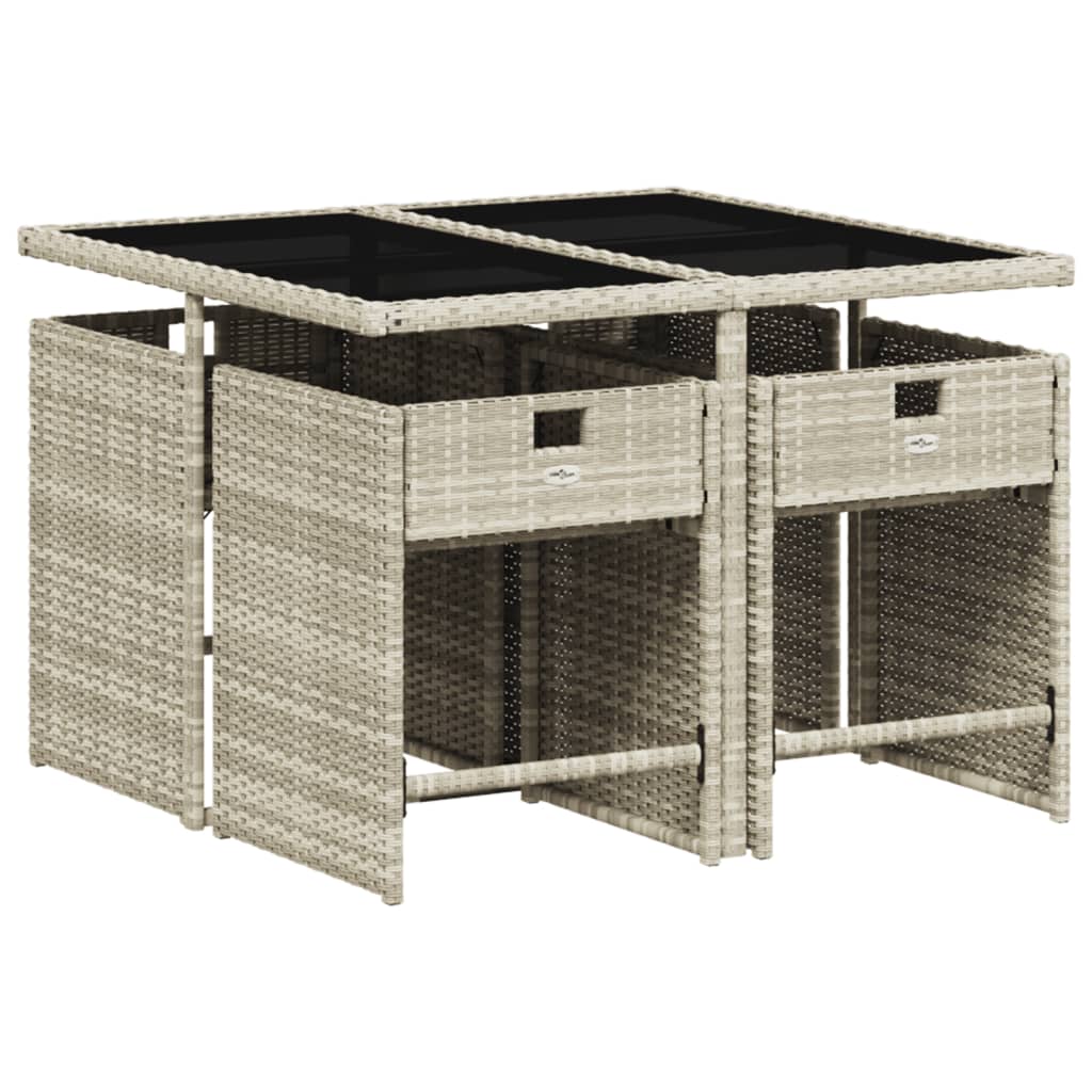 vidaXL 5-delige Tuinset met kussens poly rattan lichtgrijs afbeelding
