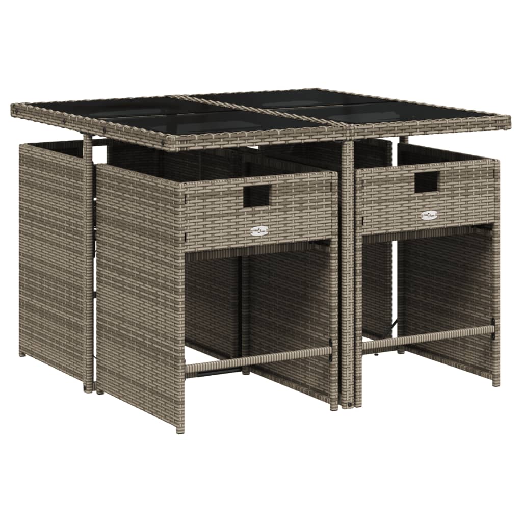 vidaXL 5-delige tuinset met kussens, grijs polyrotan