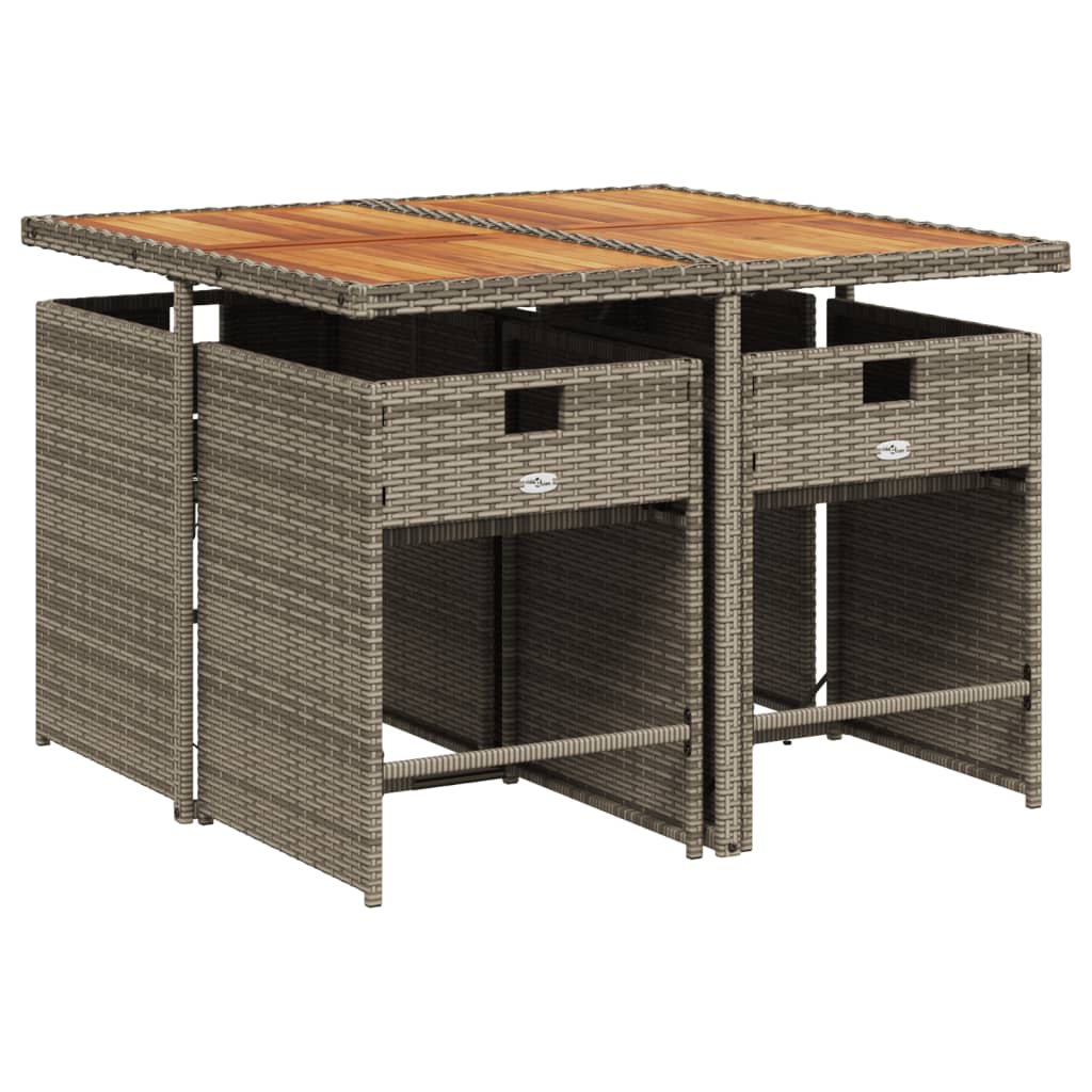 vidaXL 5-delige Tuinset met kussens poly rattan grijs afbeelding