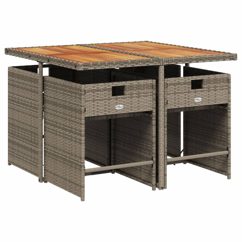 vidaXL 5-delige tuinset met kussens, grijs polyrotan