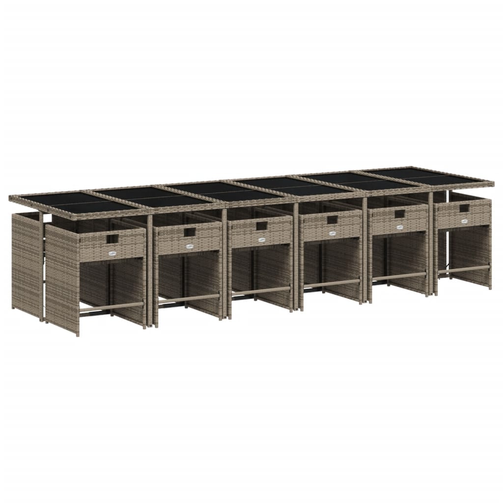 vidaXL 13-delige tuinset met kussens, grijs polyrotan