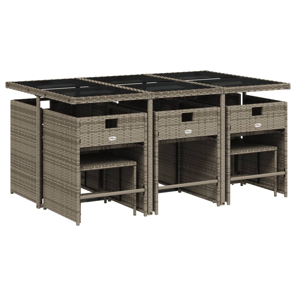 vidaXL 11-delige tuinset met kussens, grijs polyrotan