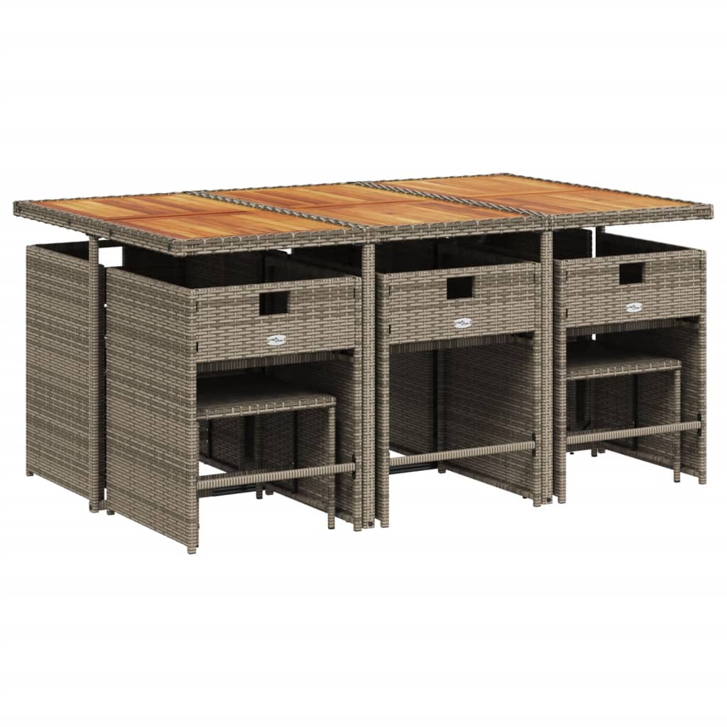 vidaXL 11-delige tuinset met kussens, grijs polyrotan