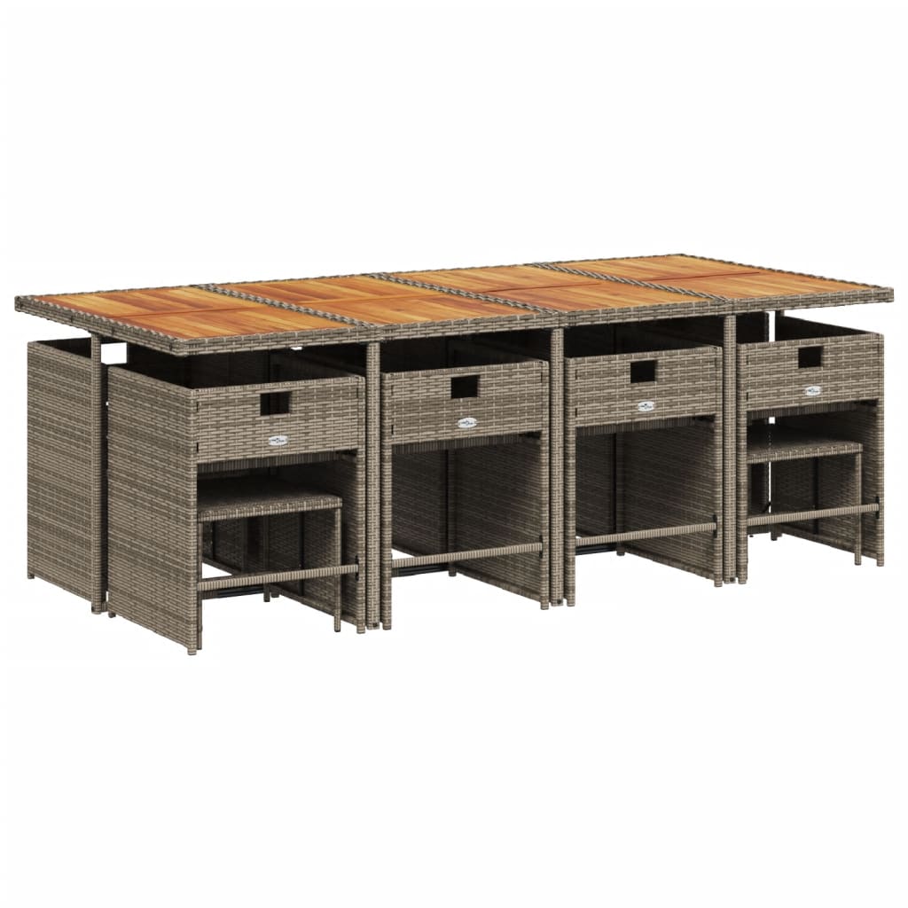 vidaXL 13-delige tuinset met kussens, grijs polyrotan