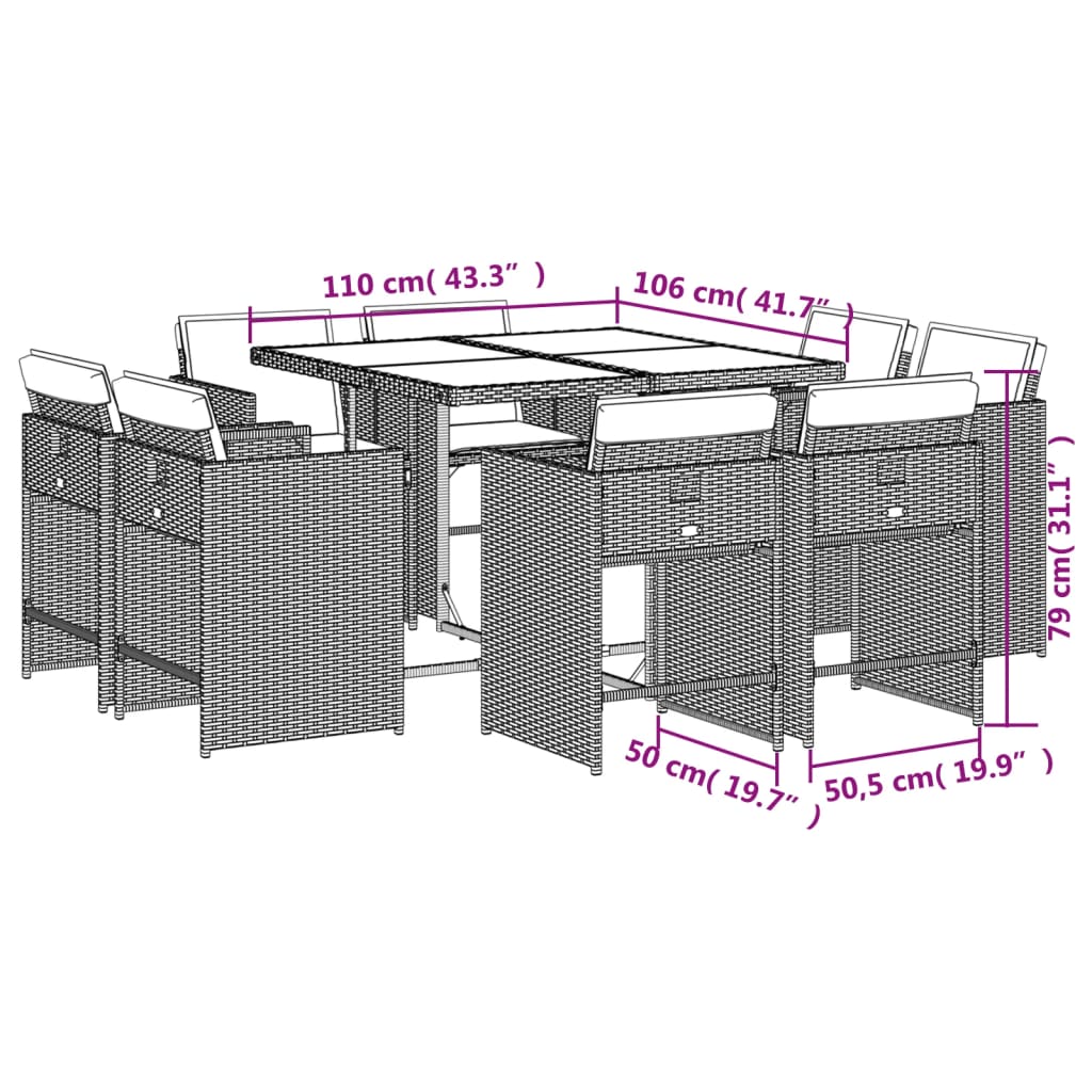 Gartenmöbel Essgruppe Gartengarnitur Sitzgruppe Tisch Stühle Poly Rattan boutiques vidaXL
