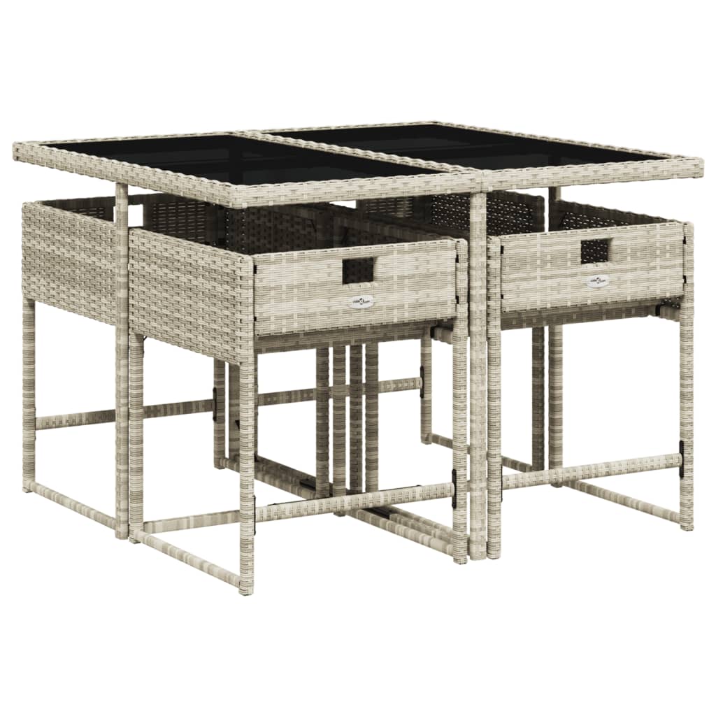 vidaXL 5-delige Tuinset met kussens poly rattan lichtgrijs afbeelding