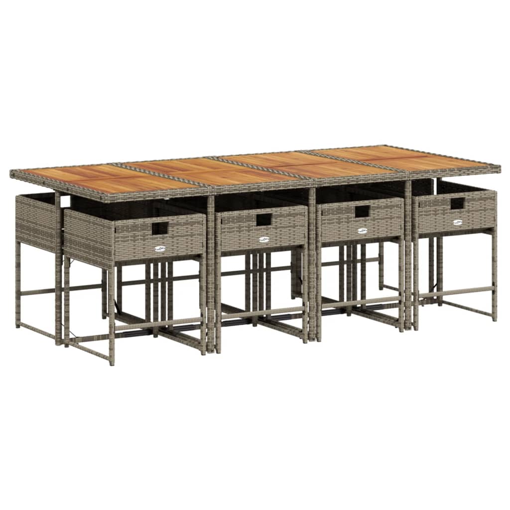 vidaXL 9-delige Tuinset met kussens poly rattan grijs afbeelding