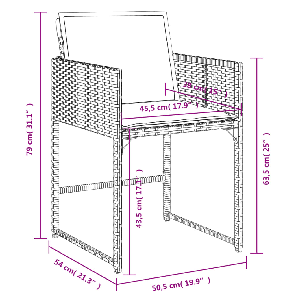 Stół ogrodowy z krzesłem rattan PE, czarny, 275x106x73 cm