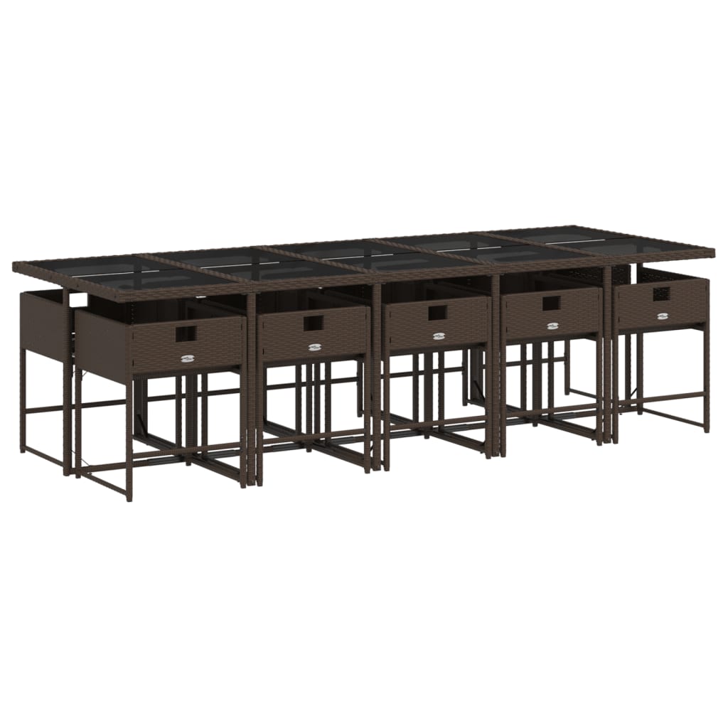 vidaXL 11 részes barna polyrattan kerti ülőgarnitúra párnákkal