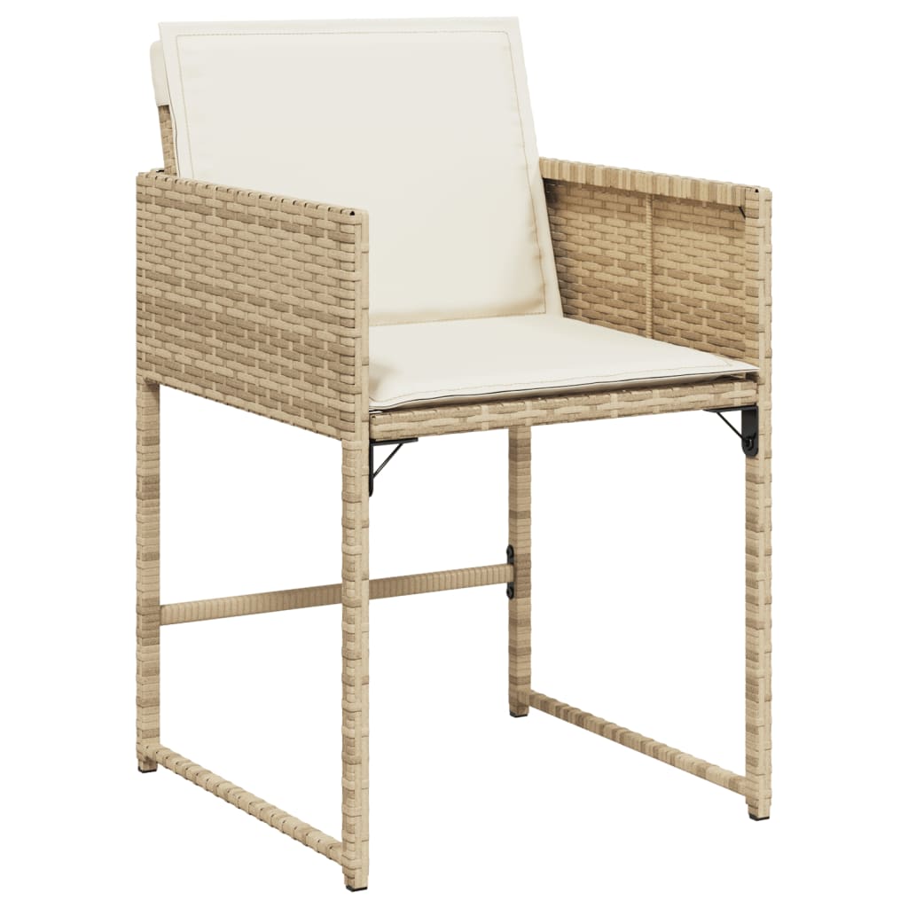 vidaXL 11-delige Tuinset met kussens poly rattan beige afbeelding