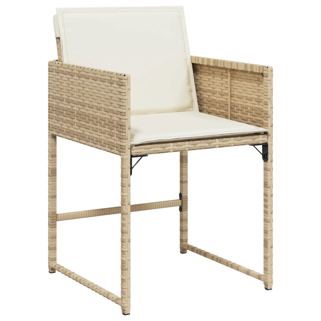 vidaXL 11-delige Tuinset met kussens poly rattan beige afbeelding