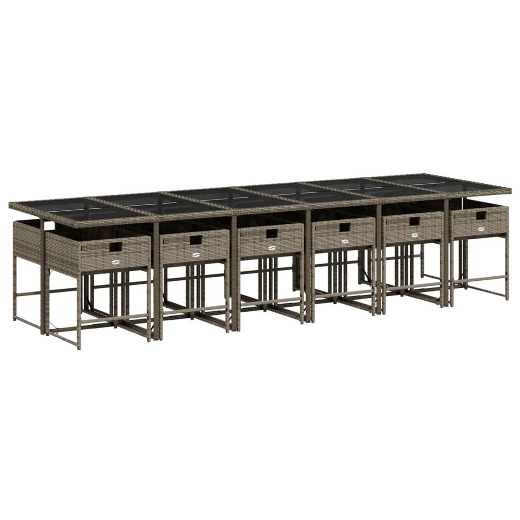 vidaXL 13-delige Tuinset met kussens poly rattan grijs afbeelding