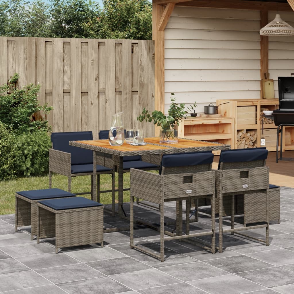 Patio Dining Set Set of 8 Gray
