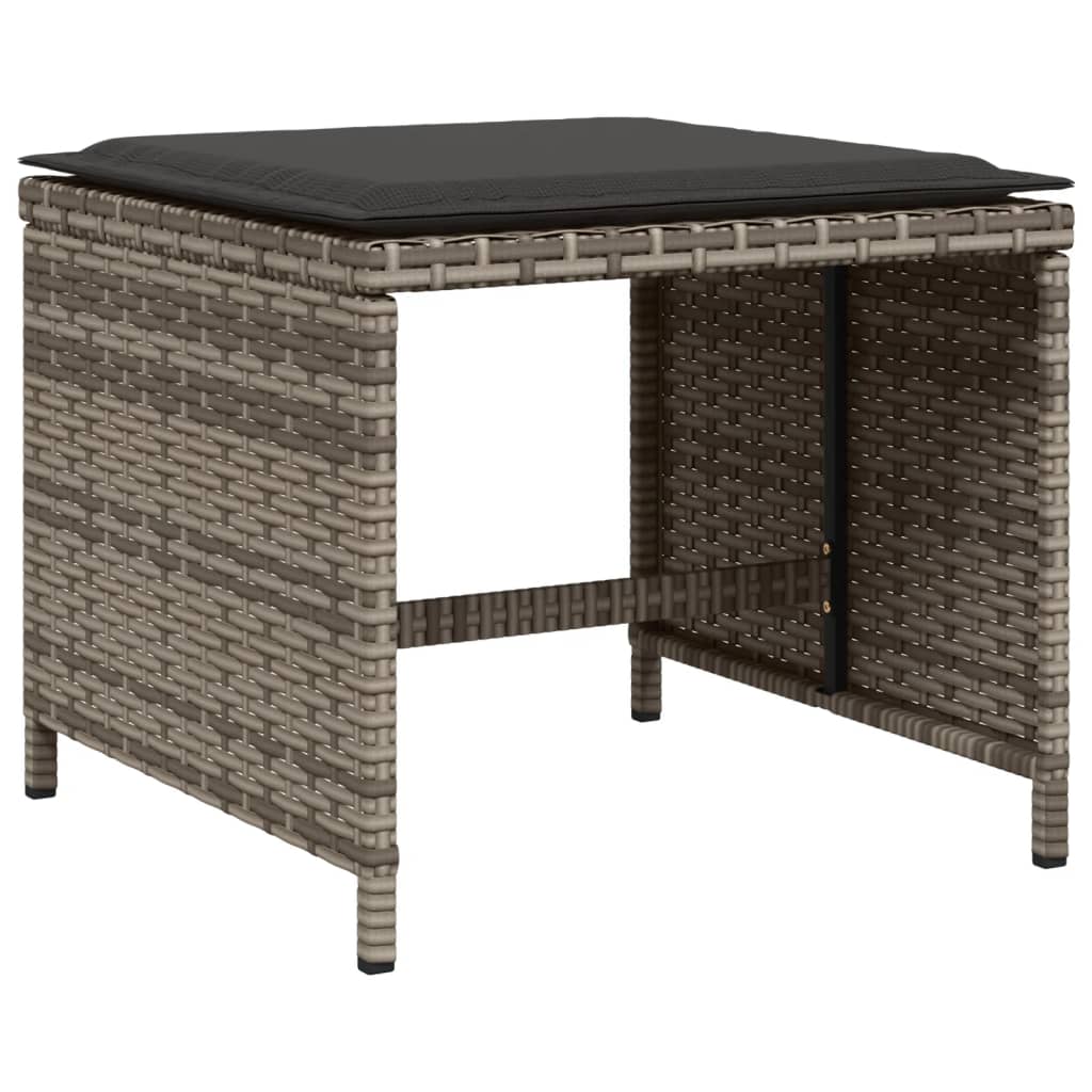 vidaXL 11-delige Tuinset met kussens poly rattan grijs afbeelding