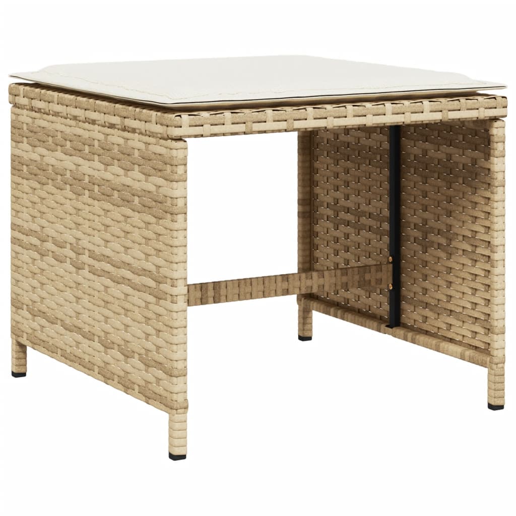 vidaXL 17-delige Tuinset met kussens poly rattan beige afbeelding