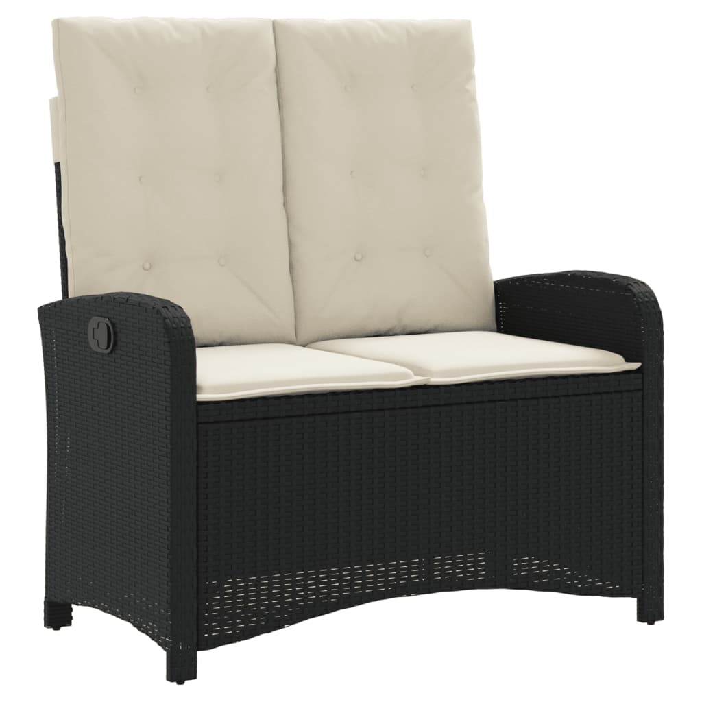 vidaXL 4-delige Tuinset met kussens poly rattan zwart afbeelding