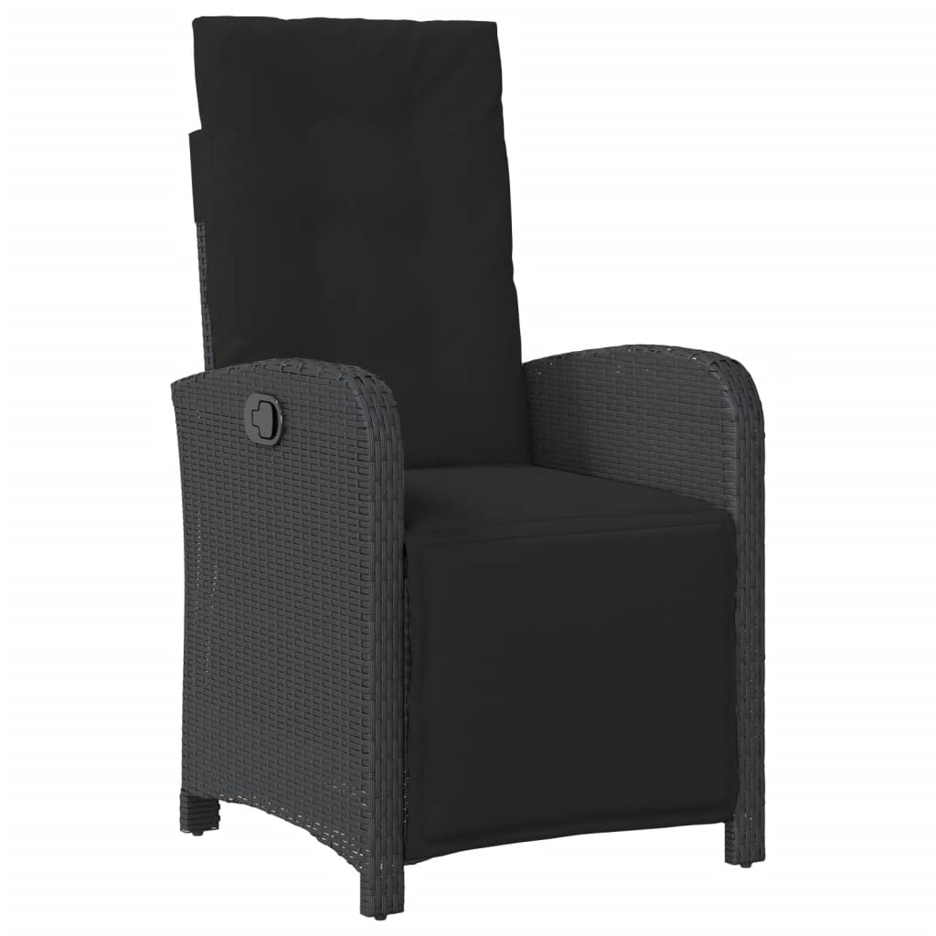 Zestaw mebli ogrodowych rattan PE czarny 4 krzesła+stół+poduszki