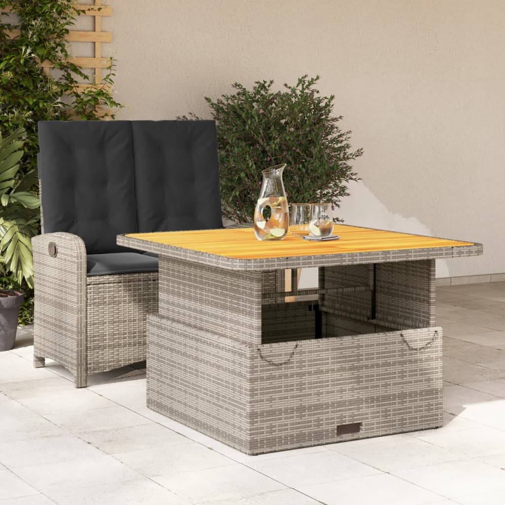 vidaXL Ensemble à manger de jardin et coussins 2 pcs gris rotin