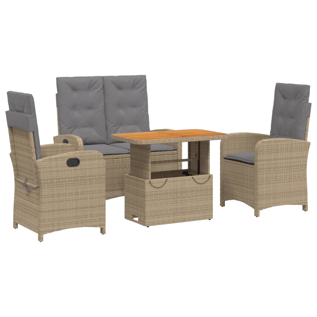 vidaXL Set canapele de grădină, 4 piese, cu perne, bej, poliratan