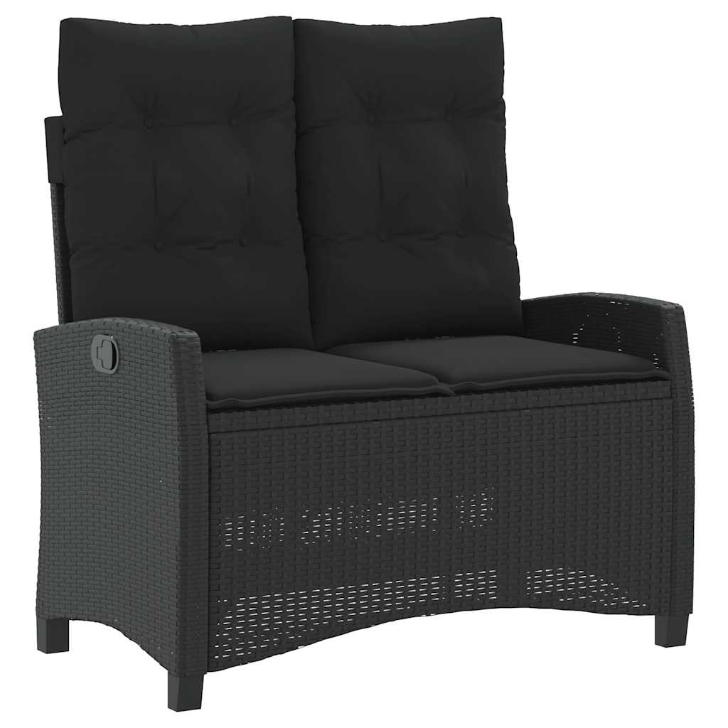 vidaXL Set mobilier de grădină cu perne, 2 piese, negru, poliratan