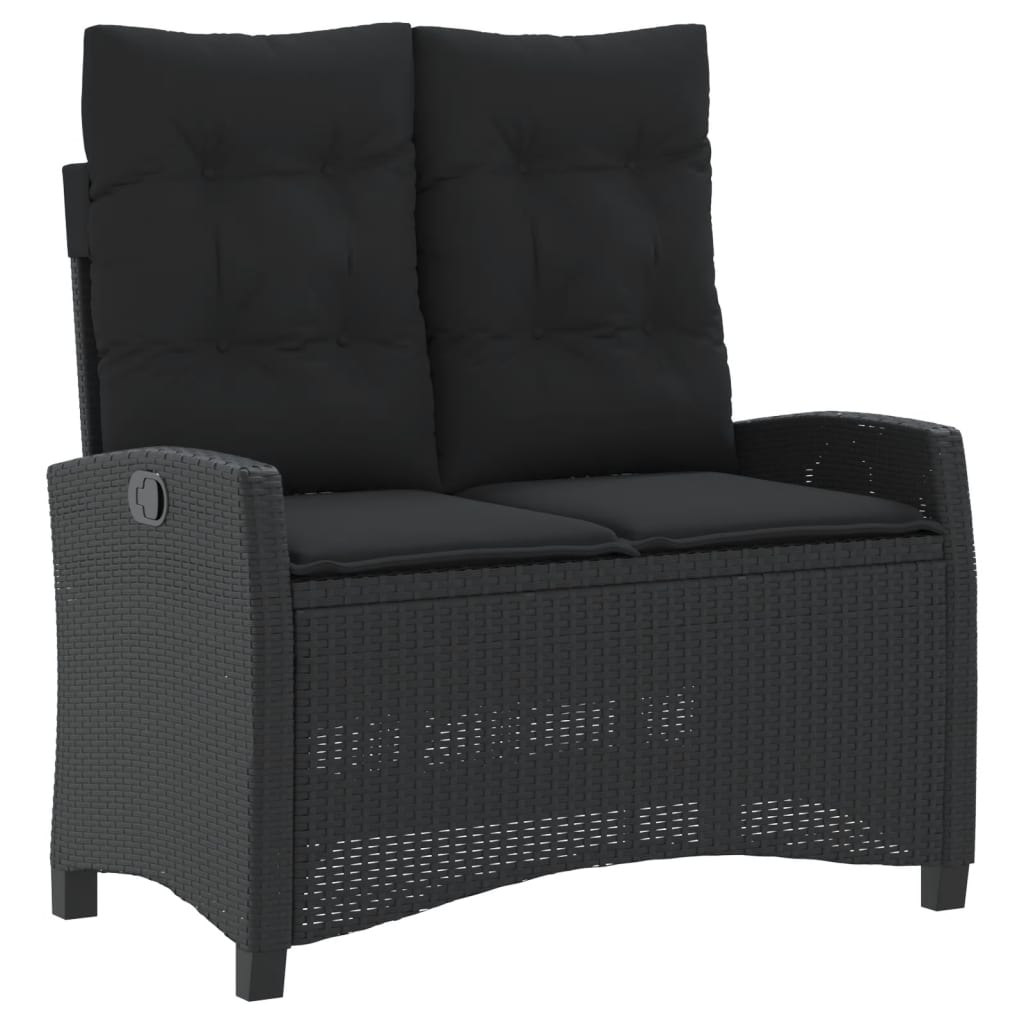 vidaXL 4-delige Tuinset met kussens poly rattan zwart afbeelding