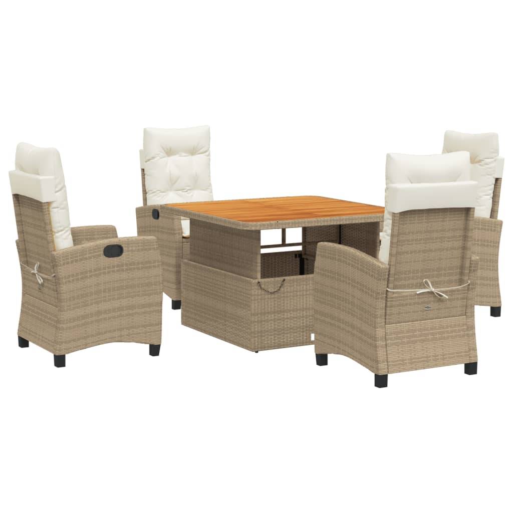 Thumbnail - vidaXL 5-tlg. Garten-Essgruppe mit Kissen Beige Poly Rattan