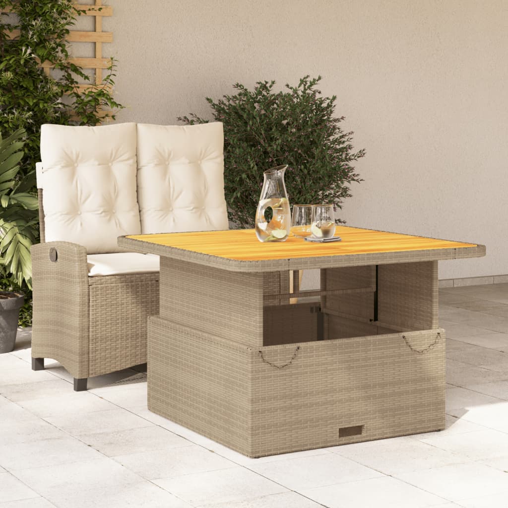 vidaXL 2-tlg. Garten-Essgruppe mit Kissen Beige Poly Rattan