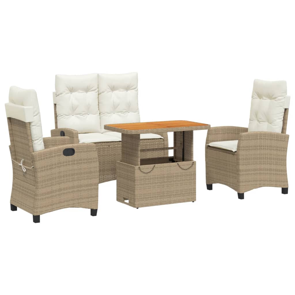 Thumbnail - vidaXL 4-tlg. Garten-Essgruppe mit Kissen Beige Poly Rattan